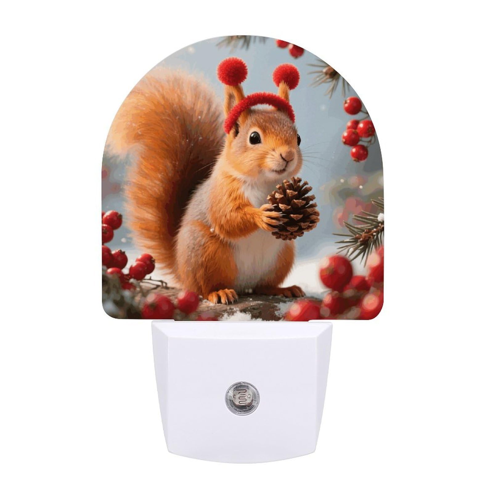 FodPand Night Light Plug Into Wall with Dusk to Dawn Sensor 0.5w Modern LED Squirrel Plug in Night Lamp Warm White Glow Nightlight for Bedroom Hallway Kitchen Bathroom Stairs Corridor(Fan)