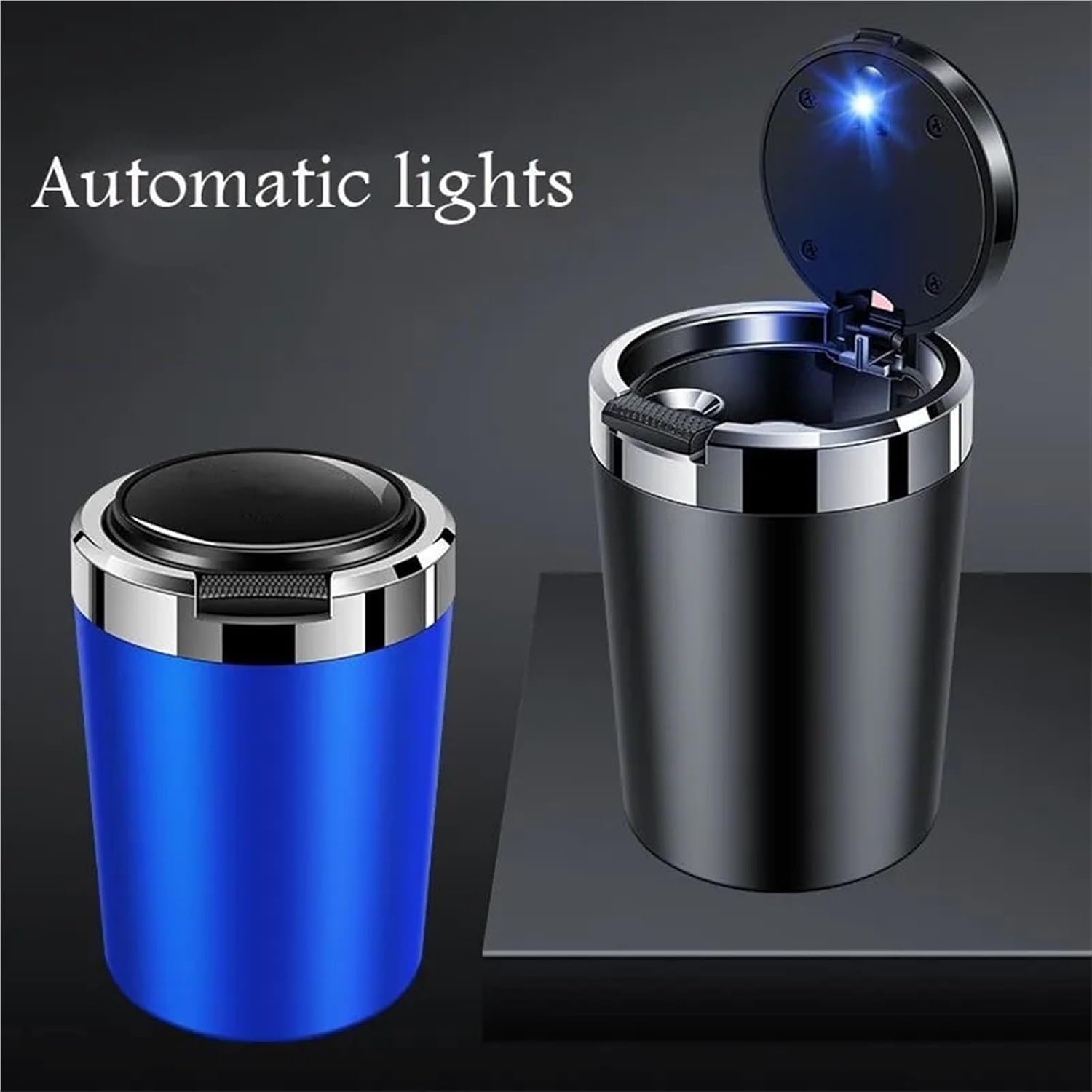 Creative Car Ashtray With Blue LED Light Metal Liner Compatible With Great Wall TANK 300 400 500 700 Hi4T HiaZ Interior Accessories(Blue)