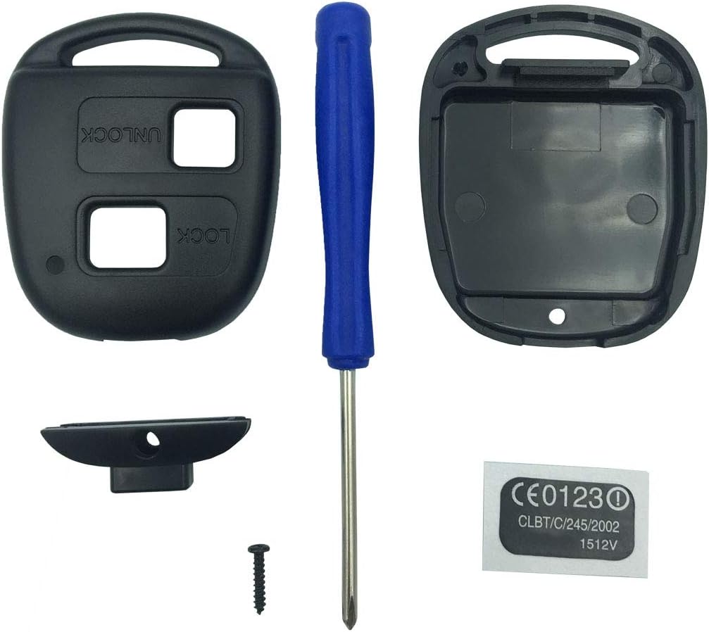 Replacement Key Fob Shell Case Fit for Toyota Corolla Camry Prado Land Cruiser/FJ Cruiser Keyless Entry Remote Case Car Key Housing NO Chip(2 Button)