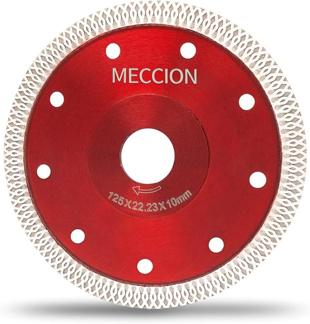 Meccion Diamond Cutting Disc 125mm x 22.23mm x 1.2mm Super Thin Diamond Saw Blade Great for Cutting Porcelain, Tile, Ceramic, Granite, Marble, Unreinforced Concrete (125mm/5 inch)