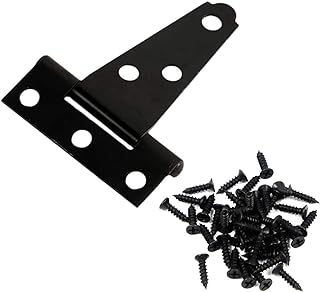 Door Hinges 2-Inch T-Shape Gate Hinges, Iron Strap Hinges/Cabinet Hinges/Shed Hinges, T Strap Hinges for Wooden Fences/Metal Gates, Pack of 6 with Mounting Screws