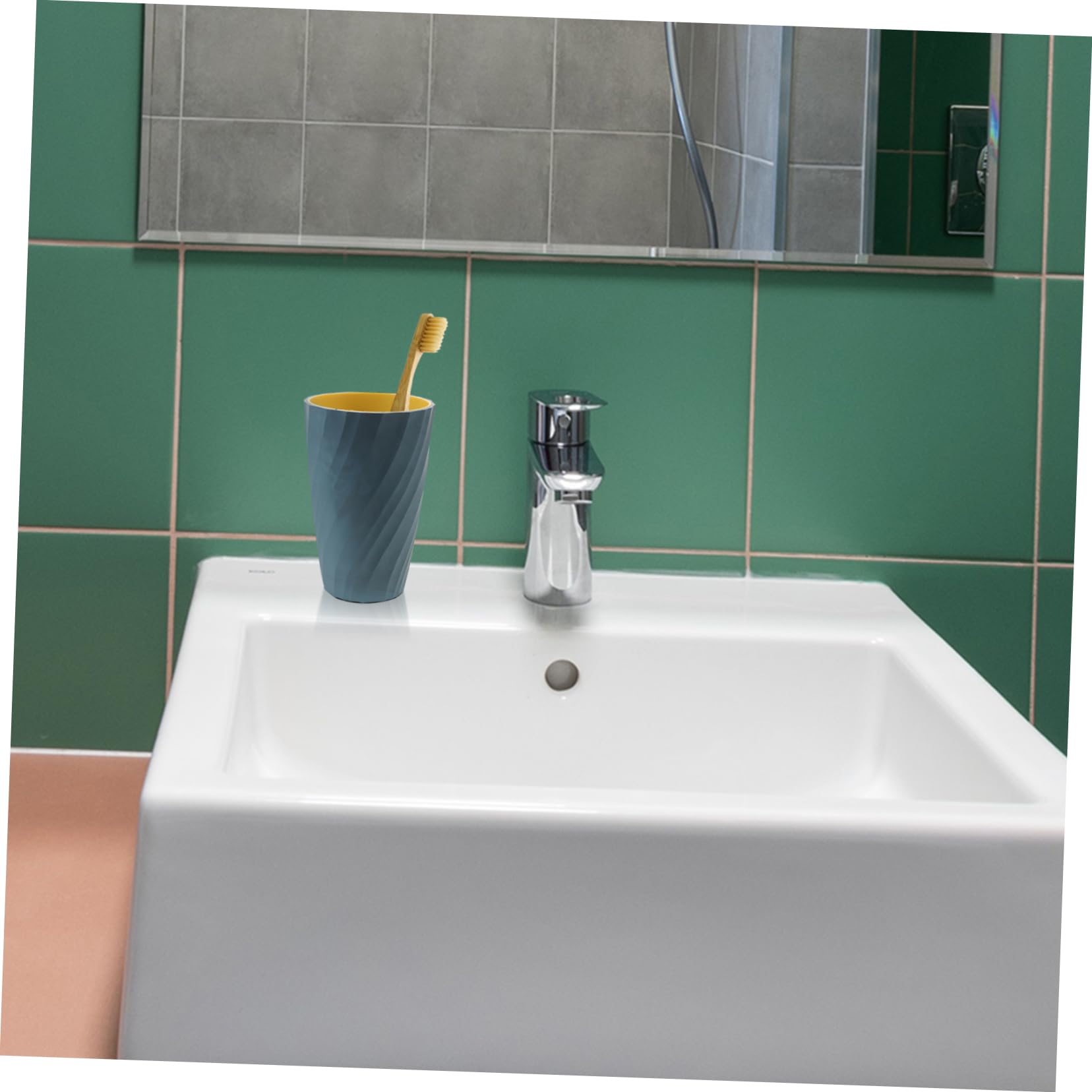 COSMEVIVI Daily Use Bathroom Cup Dual Toothbrush Storage Mug Stylish Mouthwash Cup for Home Design Capacity Multi-Purpose Toothbrushing Accessories