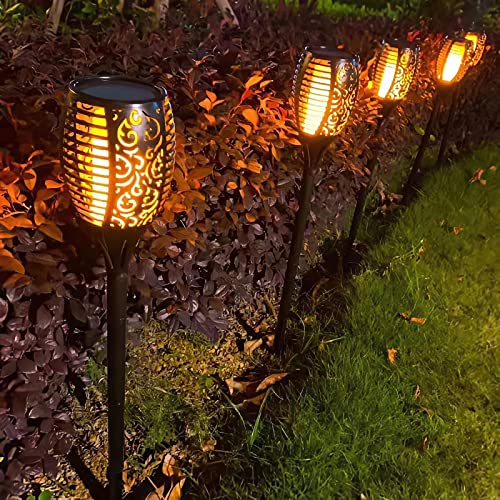 Liveasily 4 Pack Led Solar Torch Light With Flickering Flame Outdoor Waterproof, Solar Torches Stake Lights, Auto On/Off Solar Garden Lights Decorations #TOP1
