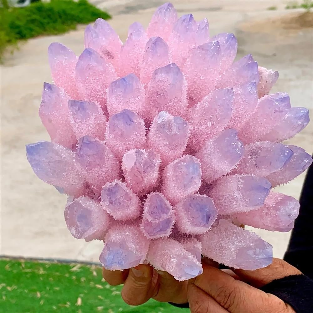 Kristallornamente Heilende rosa-blaue Phantomquarz-Kristall-Cluster-Mineralexemplare Wunderschöner Kristall