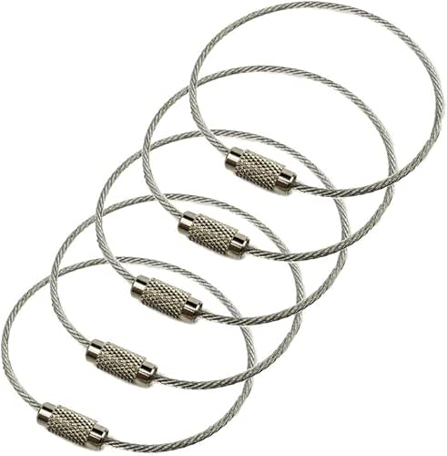 5Pack Luggage Tag Loops,6 Inch Stainless Steel String Keychain for