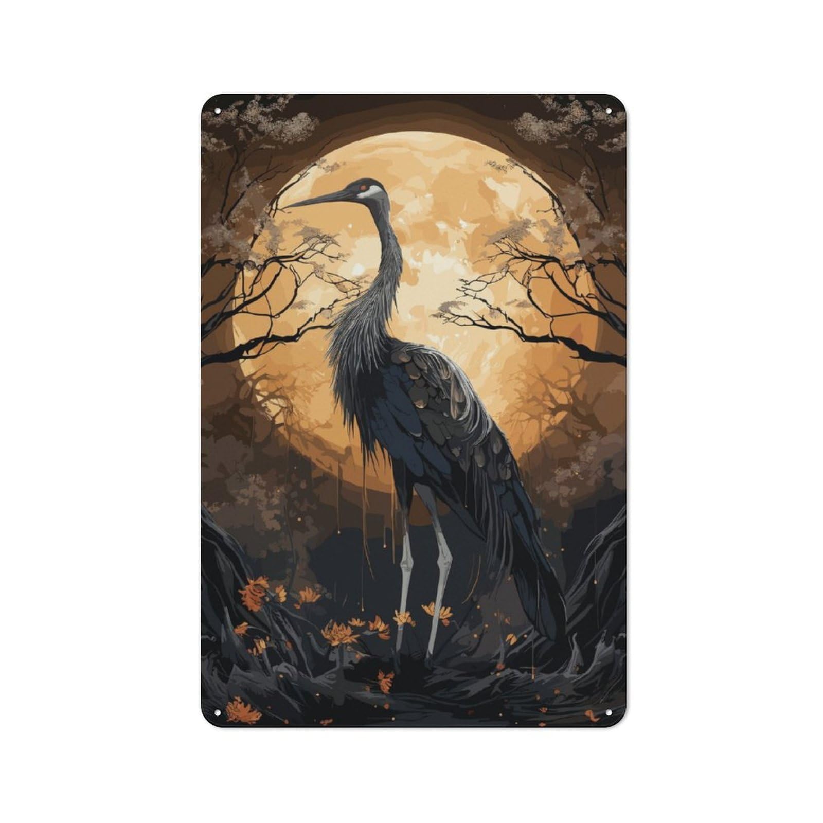 Junmoney Black Stork Mythology Country Style Kitchen Metal Sign 30X20cm Featuring Diner Style Decor For Kitchen, Cafe, Pantry Or Dining Room