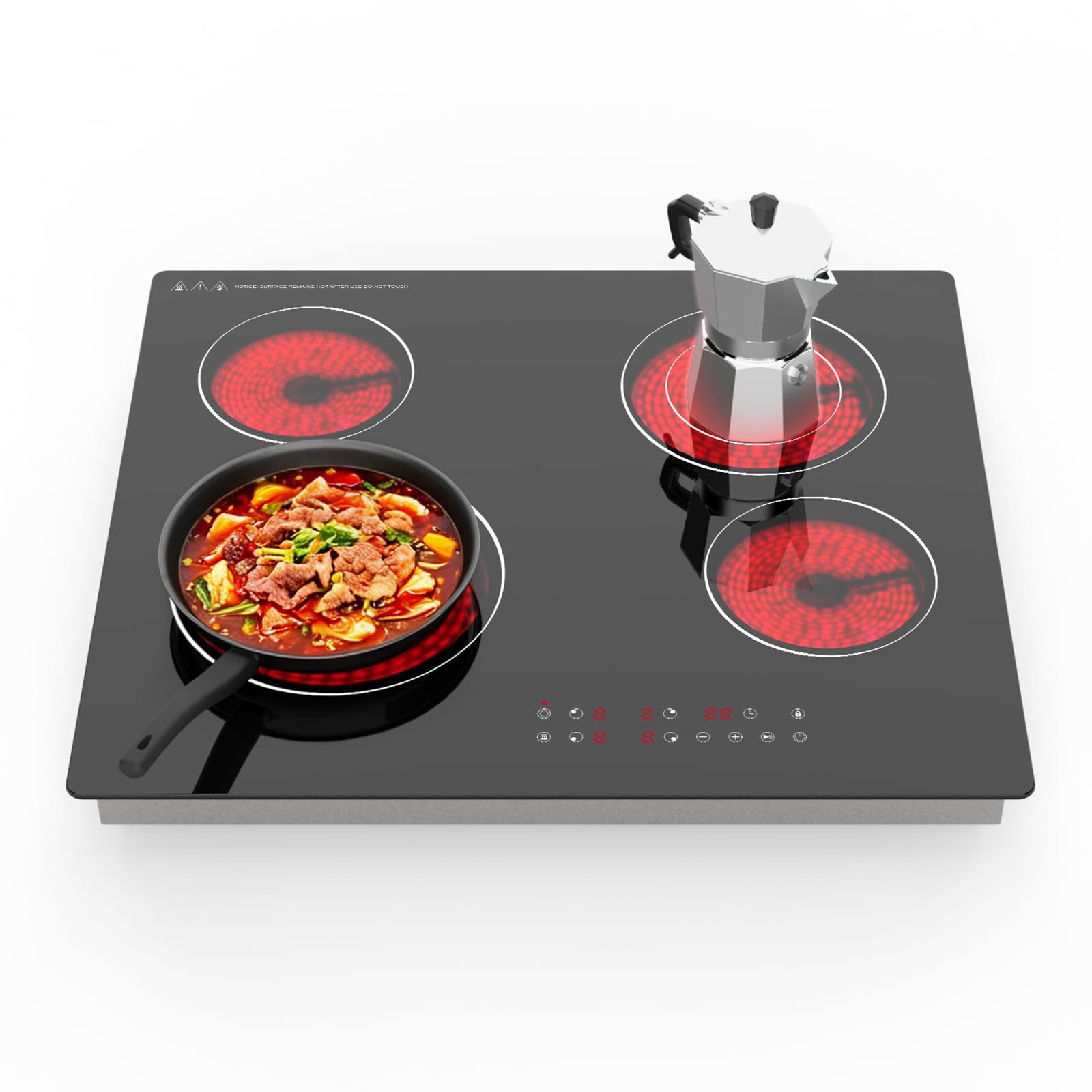 Plaque de Cuisson Électrique 60cm 4 Foyers 6700W Tactile