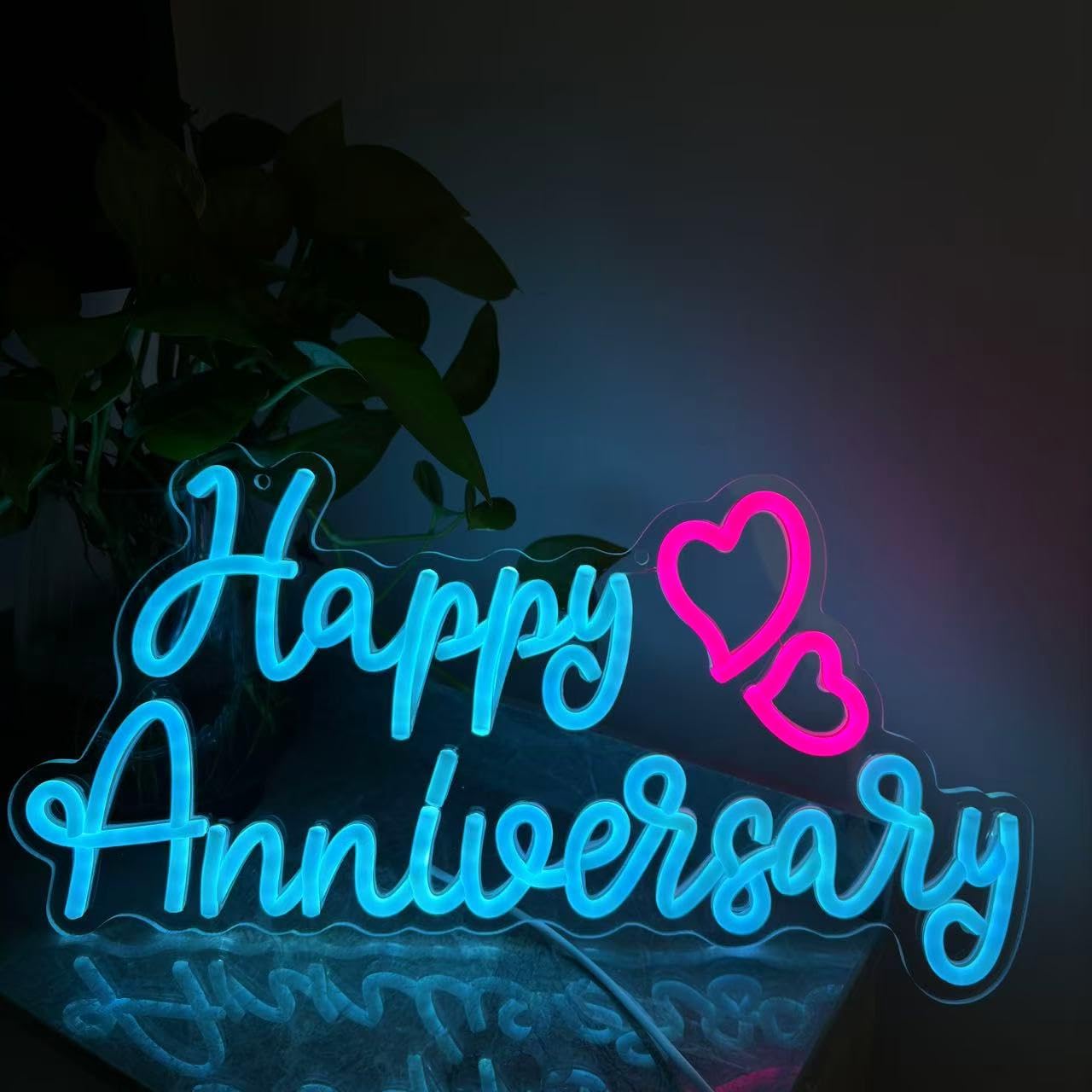 Happy Anniversary - Targa al neon Happy Anniversary LED, luce Happy Anniversary, targa per matrimoni, celebrazioni, feste, decorazioni per coppie, regali