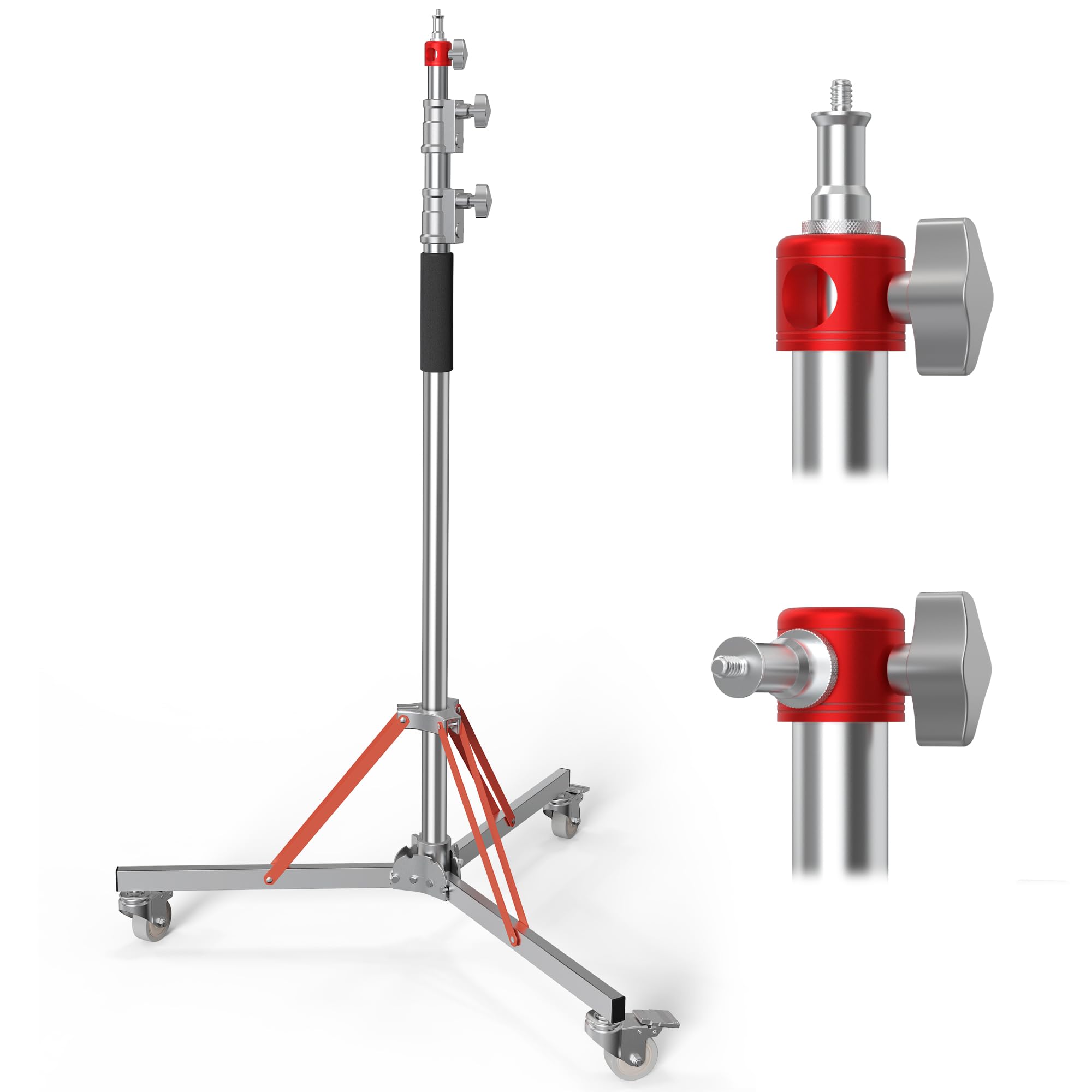 ALTSON Heavy Duty Light Stand Tirpod with Casters,Adjustable Photography Stand 100% stainless steel suitable for use with Softbox, Monolight, and Reflector.