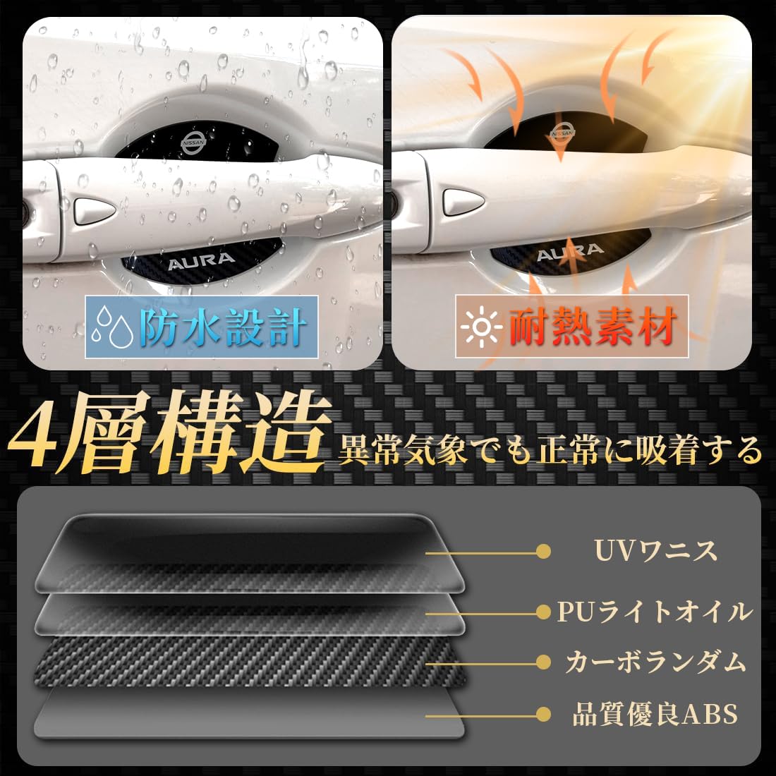 Amazon | 【強力マグネット 炭素繊維 】ドアハンドルプロテクター
