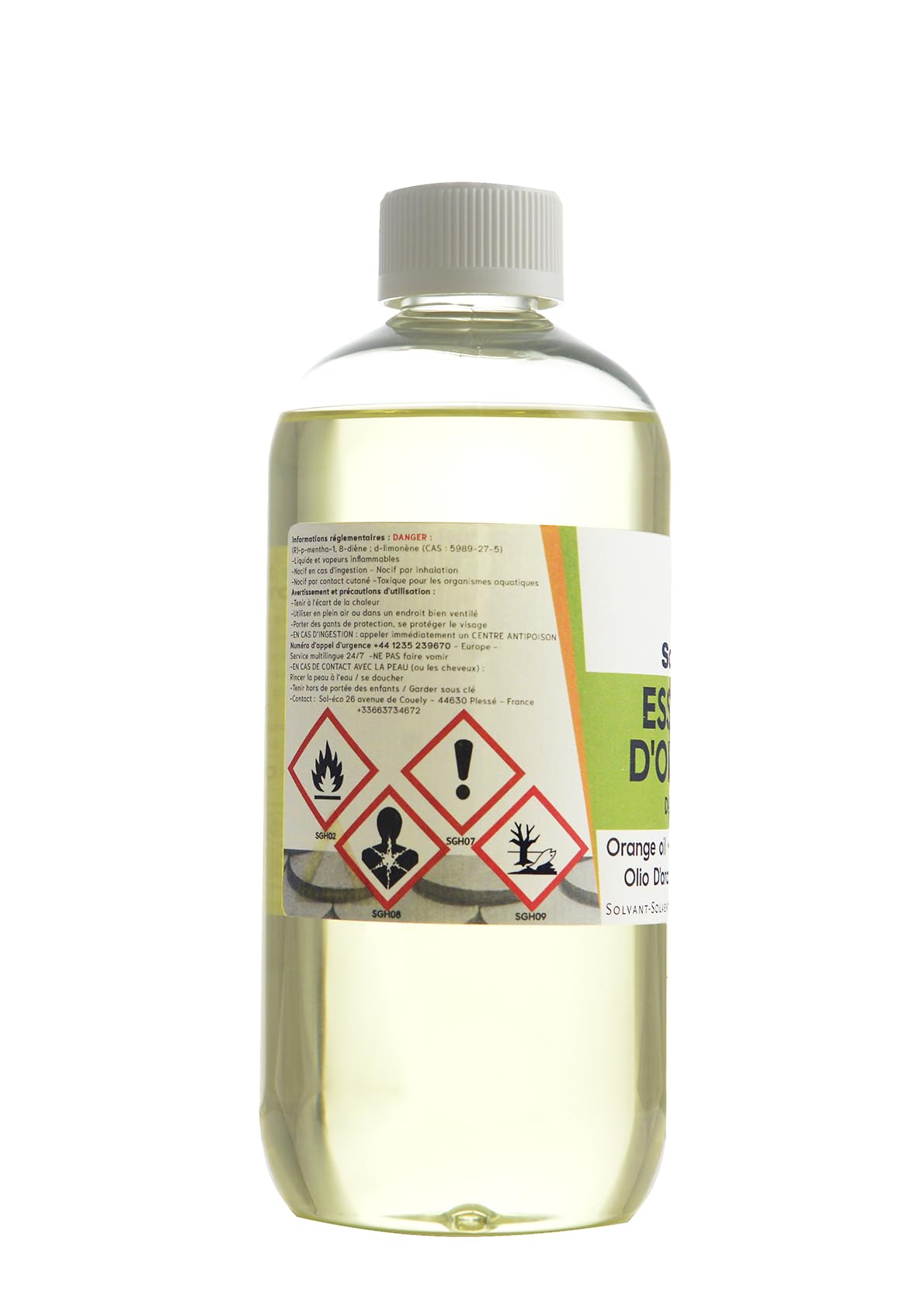 (Sol-éco) Essence d’orange pure | D-Limonène | Origine Espagne | 500ml