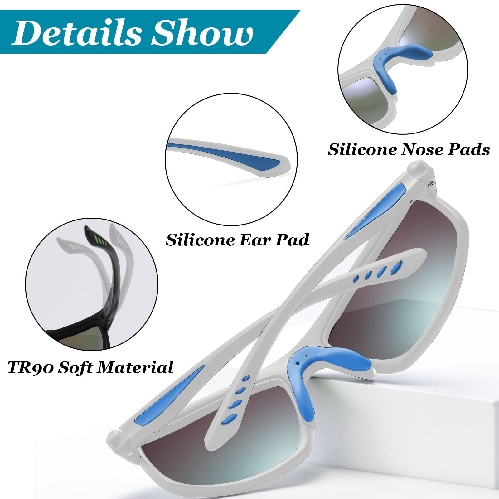 Perfectmiaoxuan Occhiali da sole polarizzati per uomo donna ciclismo montagna trekking guida pesca arrampicata sportivi Le vacanze Viaggi cordino occhiali Protezione UV