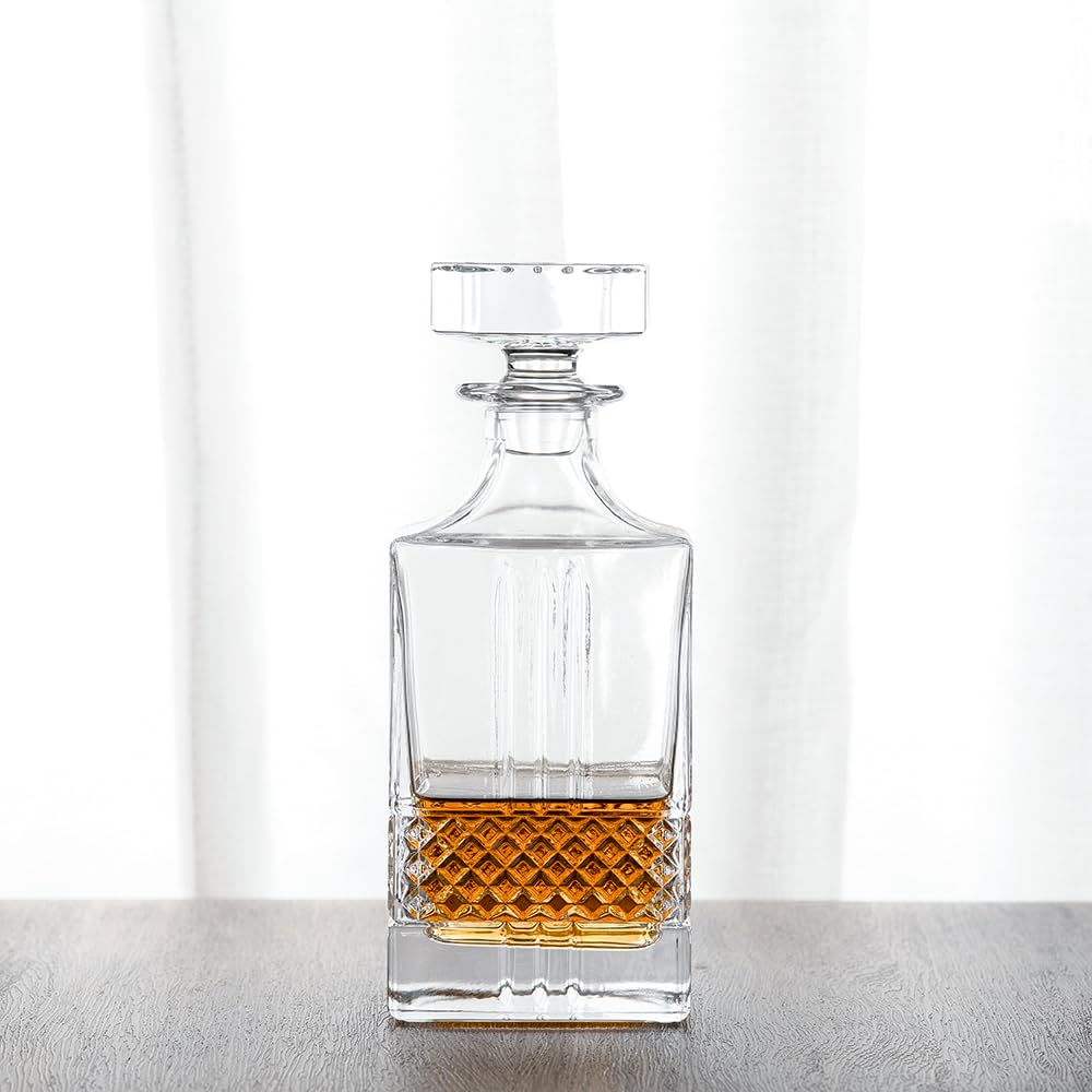 Avastro Whiskey Decanters for Liquor Scotch Bourbon, Novelty Design Wine Glass Bottle, Lead-Free Glass Bottle,Decanter with Stopper 750ml Pack of 1 1