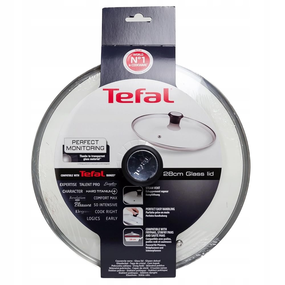 TEFAL Set di 4 coperchi universali in vetro con diametro di 24, 26, 28 e 30 cm