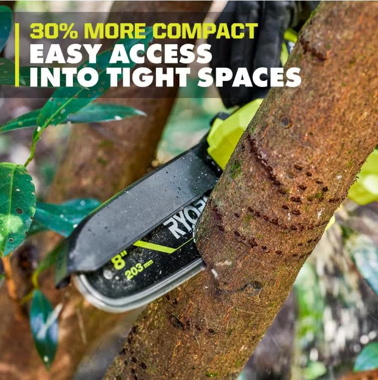 Image of RYOBI 18V Brushless 8 in. Battery Compact Pruning Mini Chainsaw (Tool Only) | PSBCW01 - Battery and Charger Sold Separately