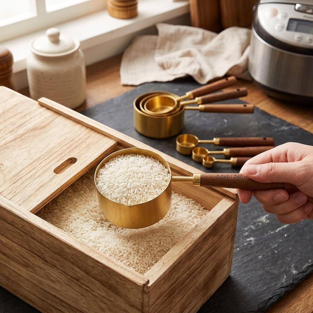 Stainless Stee Metal Measuring Cups and Spoons Set, 8 PCS, Gold