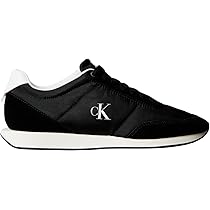 Calvin Klein Uomo Sneakers Running Retro Mix con Logo, Nero (Black, Bright White), 42