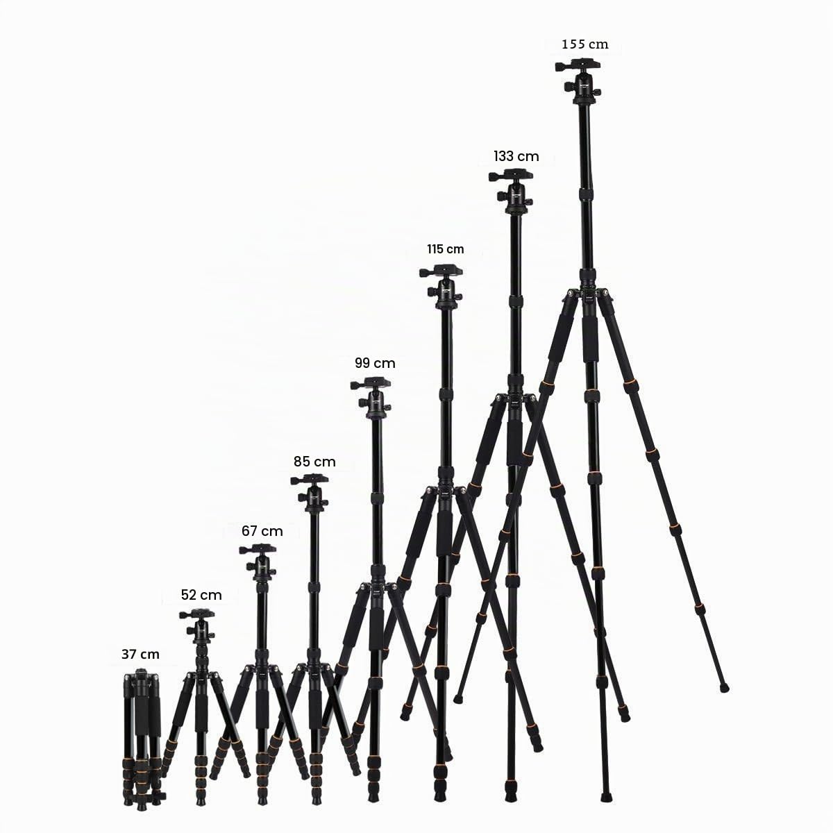 ZOMEI Q666 Kamera Stativ, 155cm Aluminium-Leichtbau Reisestativ, 3-in-1 Fotostativ Makrostativ und Einbeinstativ, mit 360° Panorama Kugelkopf und 1/4" Schnellwechselplatte für DSLR Kamera Camcorder