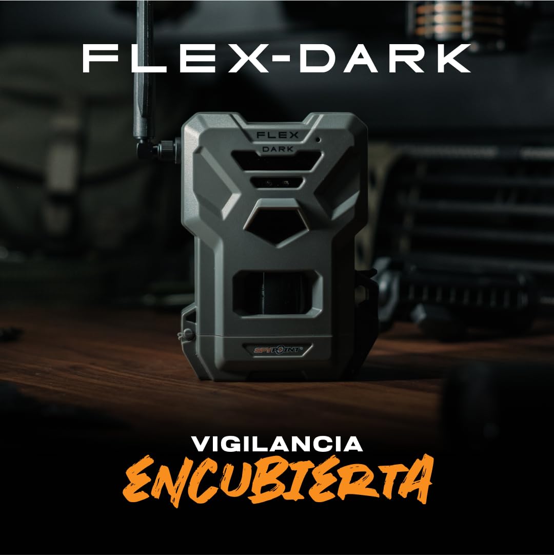 SPYPOINT Flex-Dark Cámara de rastreo Celular 4G, Fotos 40 MP, Video 1080p con Sonido, visión Nocturna sin Brillo, detección Movimiento 30 m, sin WiFi