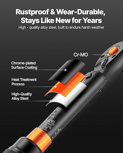 Miniatura 17 de VEVOR Llave dinamométrica de clic de 1/2 pulgada 25-250ft.lb/34-340n.m, juego de llaves dinamométricas ajustables de doble dirección, juego