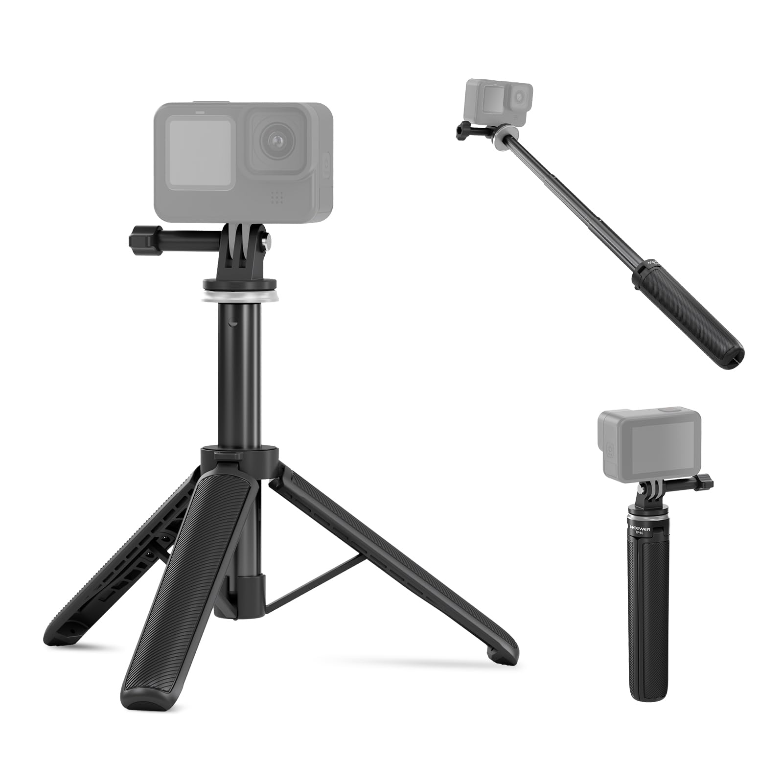 NEEWER BÁSICO Trípode Palo Selfie para DSLR Cámara Acción Webcam, Minisoporte Escritorio Videoblogs, Compatible con GoPro Hero 13, 12, Insta360, dji Osmo Action 5 Pro, AKASO, EK7000, Brave 4 7, TP46