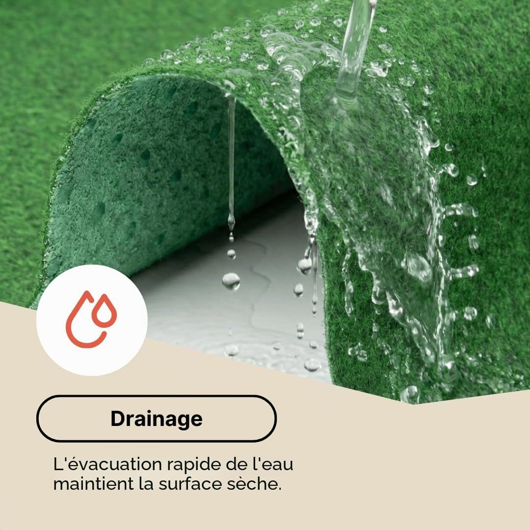 TAPISO Pemba Gazon Synthétique Extérieur au Mètre Faux Gazon Synthétique Moquette d'Exterieur Antidérapant Balcon Terrasse Jardin Vert Résistant Épaisseur 2 mm 400 x 400 cm