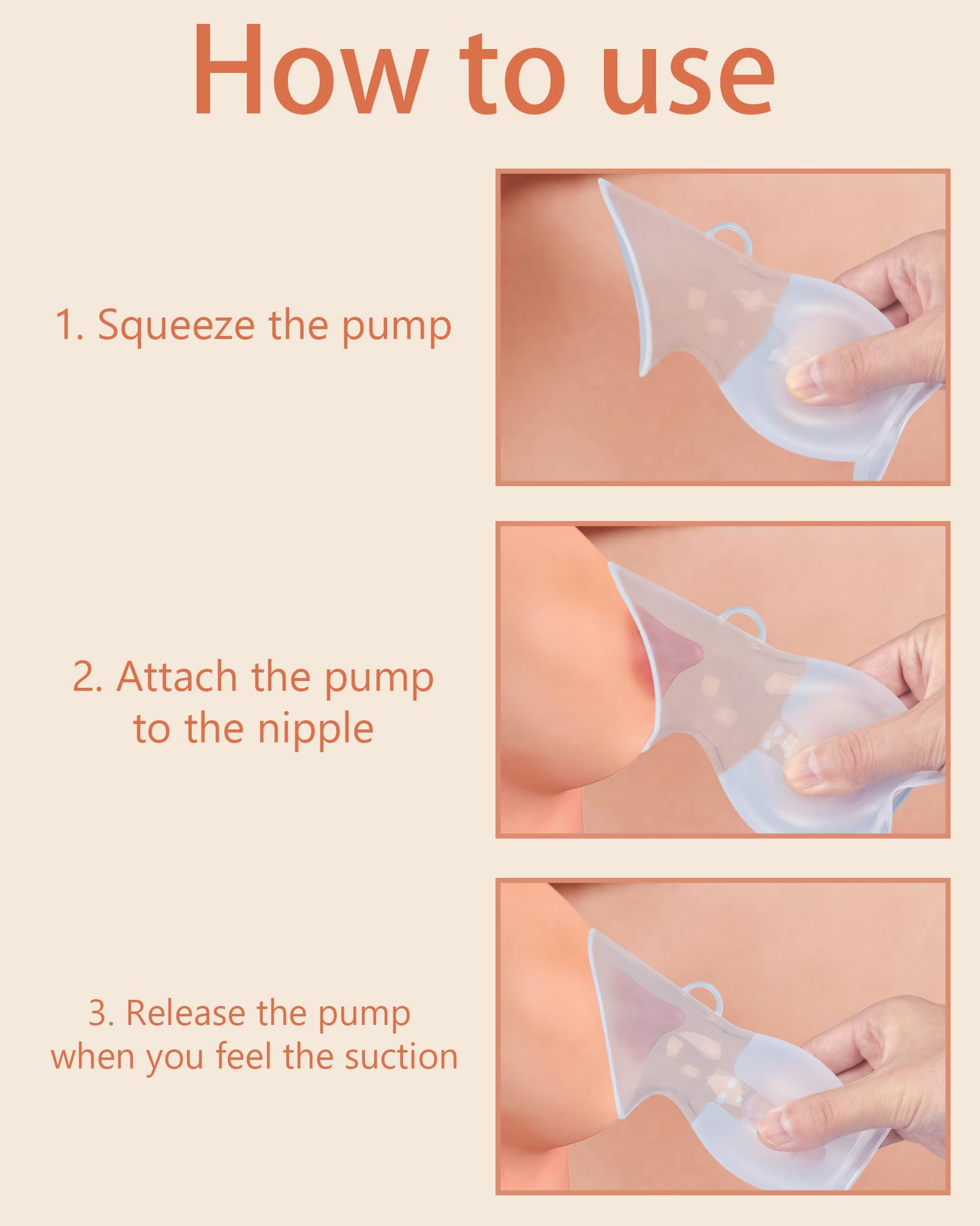HORIGEN Manuelle Milchpumpe für Muttermilch, 118 ml, BPA-frei und lebensmittelecht, tragbarer, auslaufsicherer Deckel und Saugfuß, tragbare Handpumpensammler aus Silikon, zum Abpumpen von Milch