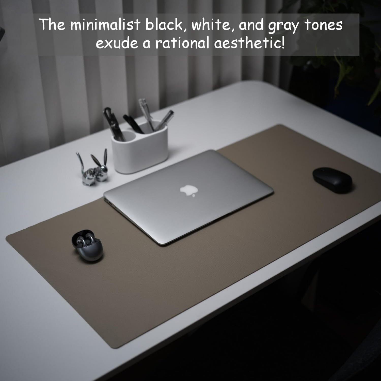 Desk Pad-Premium Full Grain Genuine Leather-Handmade with Cowhide Litchi Grain Leather -Suitable for Women who Work from Home or in The office-31.5x15.8in - Light Gray