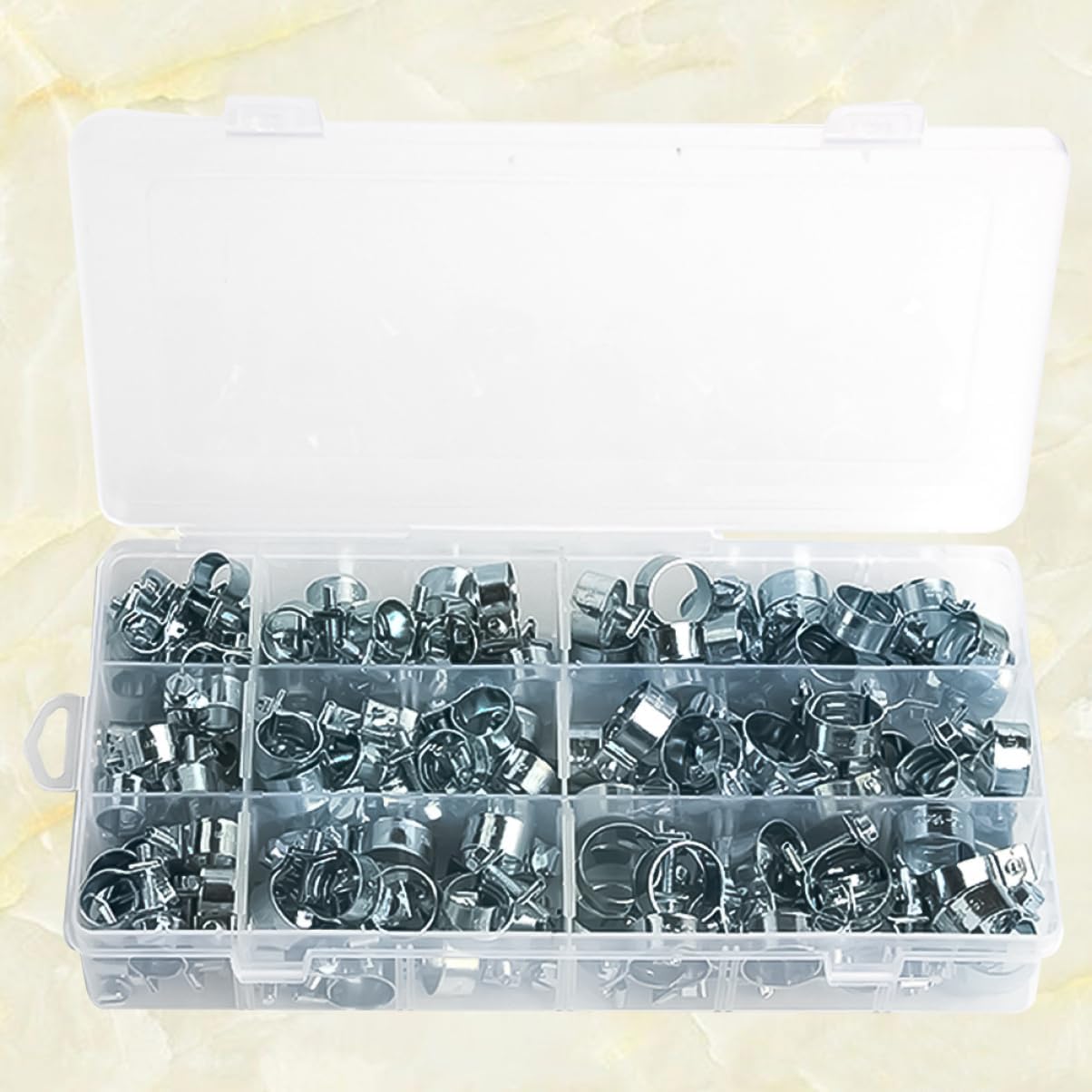 Veemoon 135pcs Versatile Metal Hose Clamp Grade Zinc Plated Spring Band Clamps for Easy Maintenance