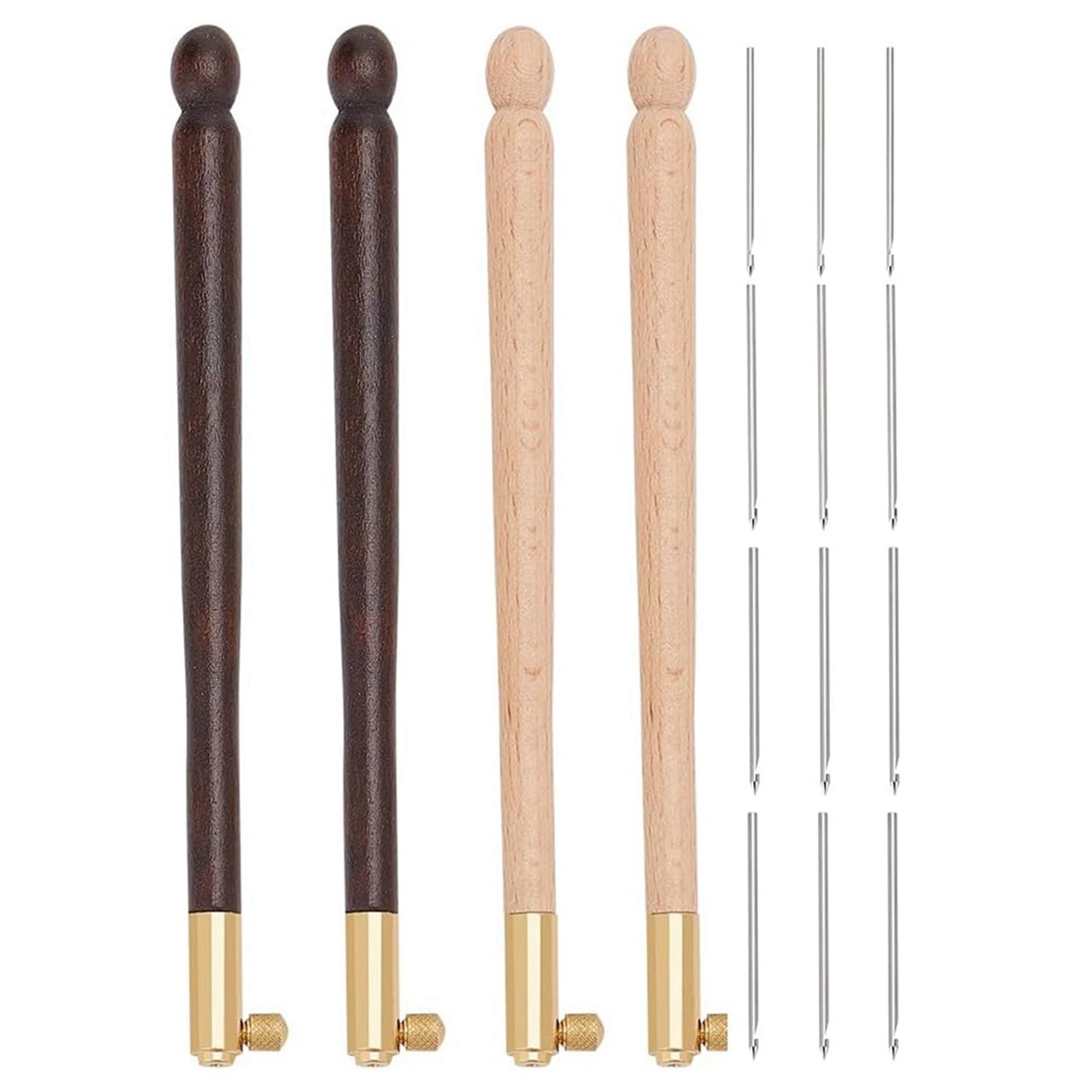 CTRLZS 4 Pcs Tambour Hooks Kit with 12 Needles, Embroidery Crochet Hooks Wooden Handle Sequin Beads Needle Set