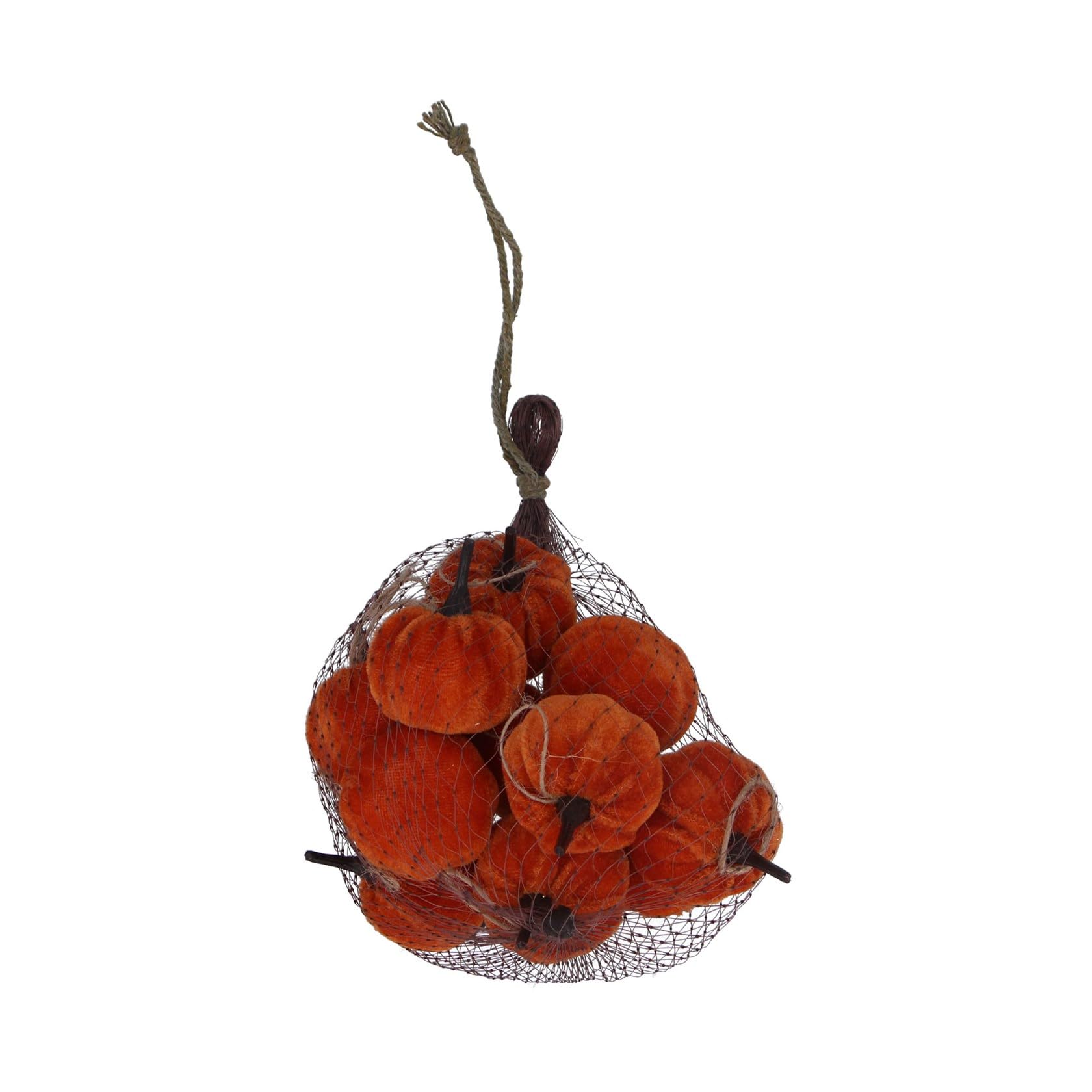 Gisela Graham Multicoloured Bag Of Velvet Hanging Pumpkin Halloween Decorations