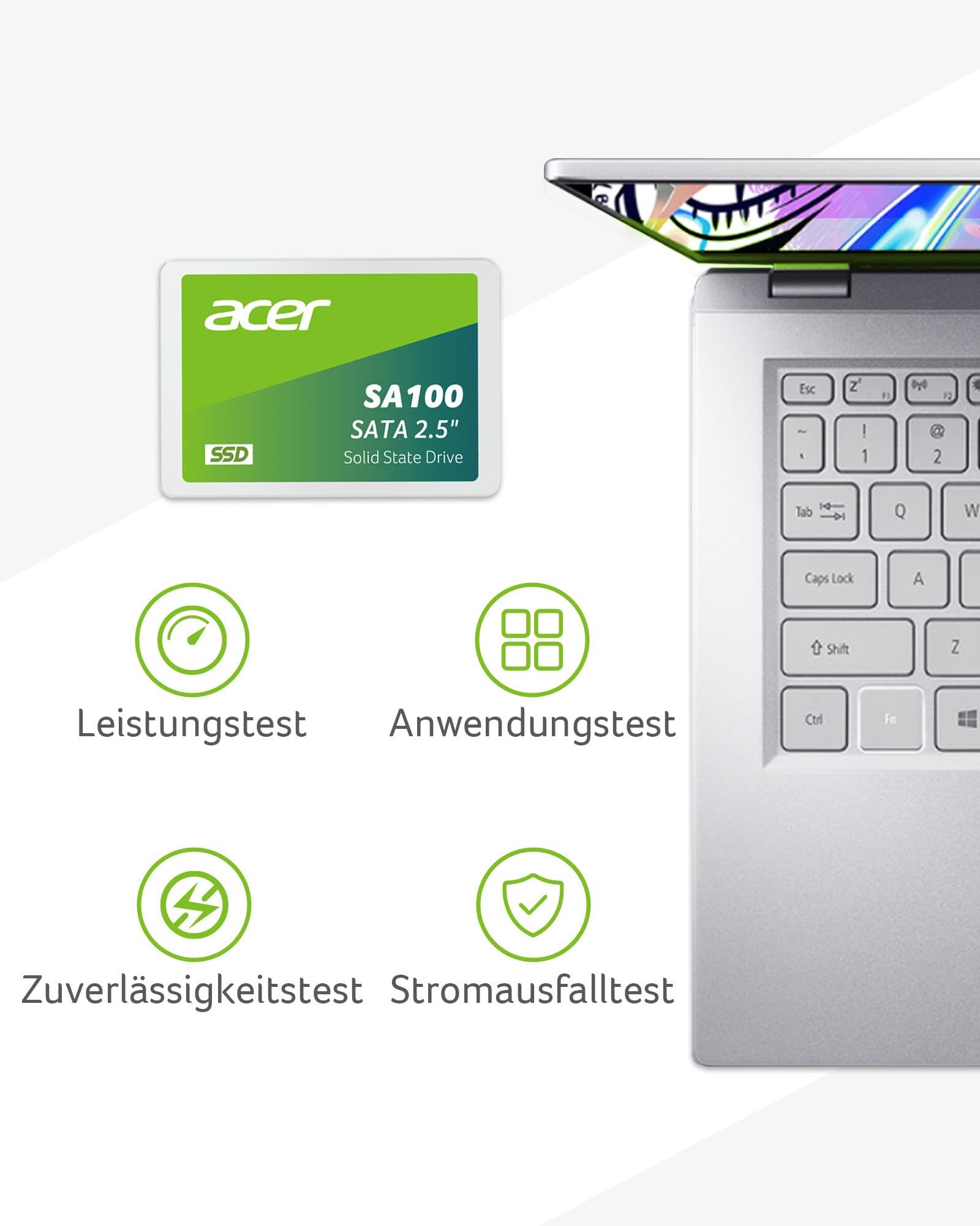 Acer SA100 960GB SATA 6Gb/s 2,5 Zoll SSD – bis zu 560 MB/s Lesen & 500 MB/s Schreiben, interne Festplatte für Laptop PC - stoßfest & leise, ideal als System-Upgrade