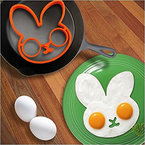 SmartTech Shop Kitchen Cooking Tools Silicone Fried Egg Mold Ring, Black Skull, Purple Owl & Orange Rabbit, Set of 3