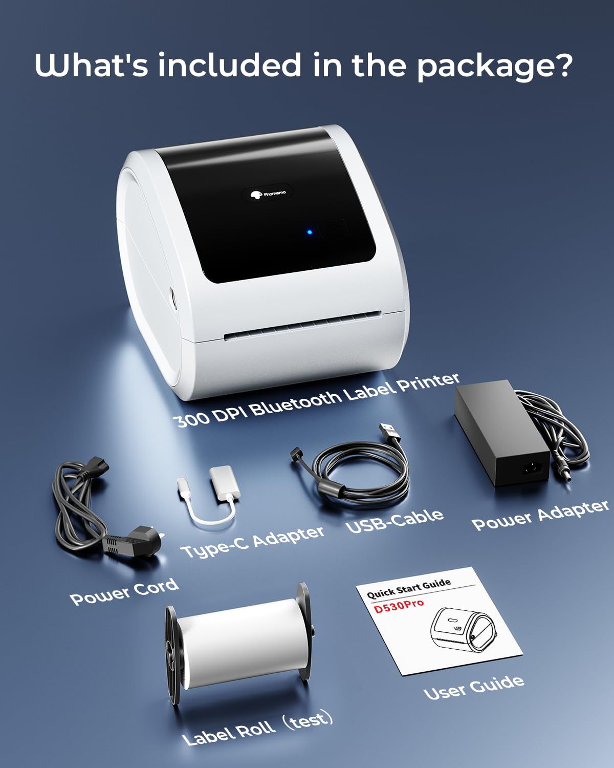Phomemo Ethernet Stampante Etichette Spedizione, Stampante Termica Etichette da 300dpi per imprese, Supporta Ethernet, Bluetooth e USB, Compatibile con Amazon, Vinted, BRT, UPS, Bianco