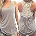 Women Vest,Haoricu Women Summer Lace Vest Short Sleeve Blouse Casual Tank Tops T-Shirt (XL, Gray)