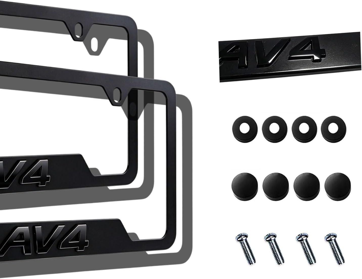 2 Pack 3D Raised Letter Aluminum License Plate Frames Compatible with RAV 4 2009-2026 Accessories Matte Black Car Licenses Plate Holders with Screw Caps (Matte Black)