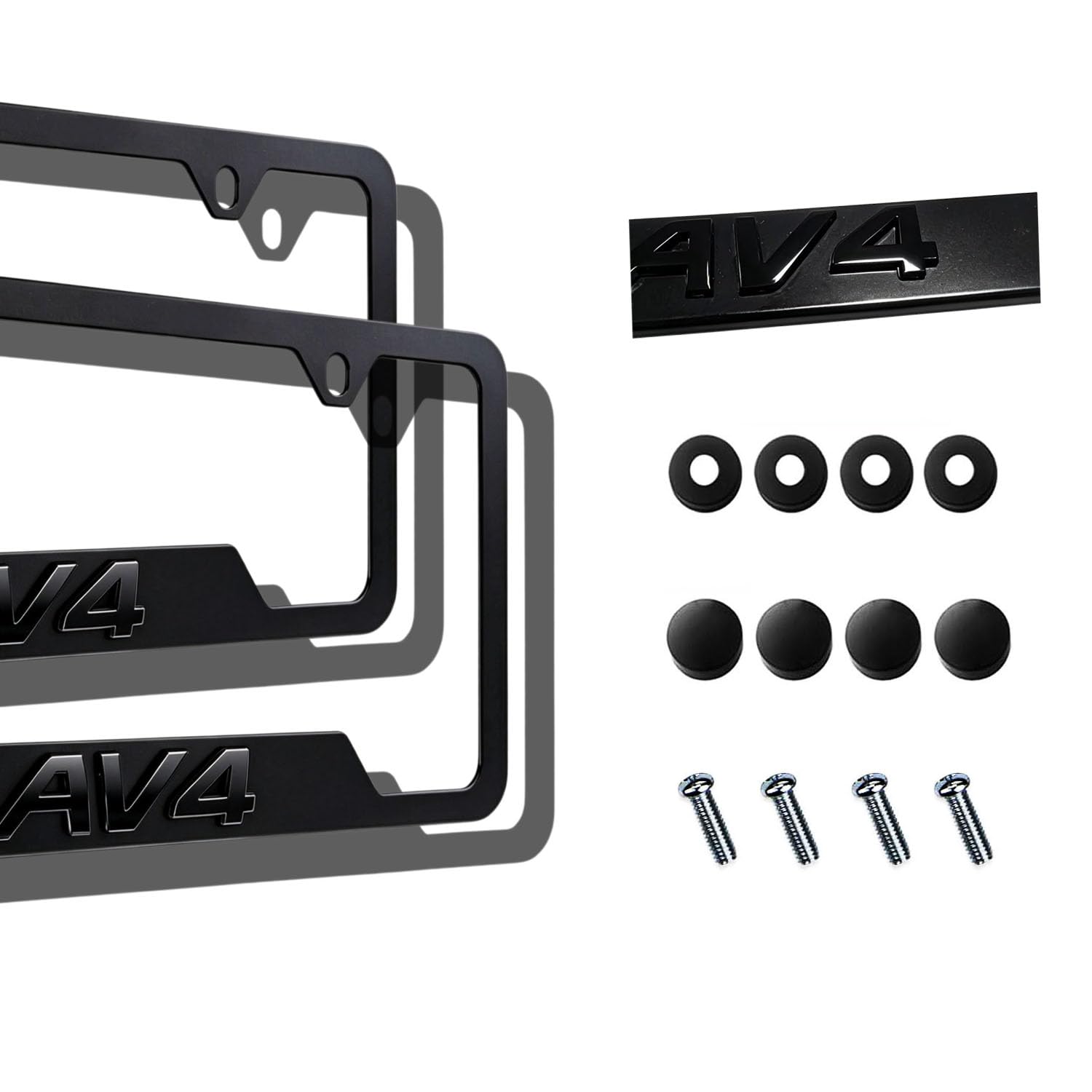 Photo 1 of 2 Pack 3D Raised Letter Aluminum License Plate Frames Compatible with RAV 4 2009-2026 Accessories Matte Black Car Licenses Plate Holders with Screw Caps (Matte Black)