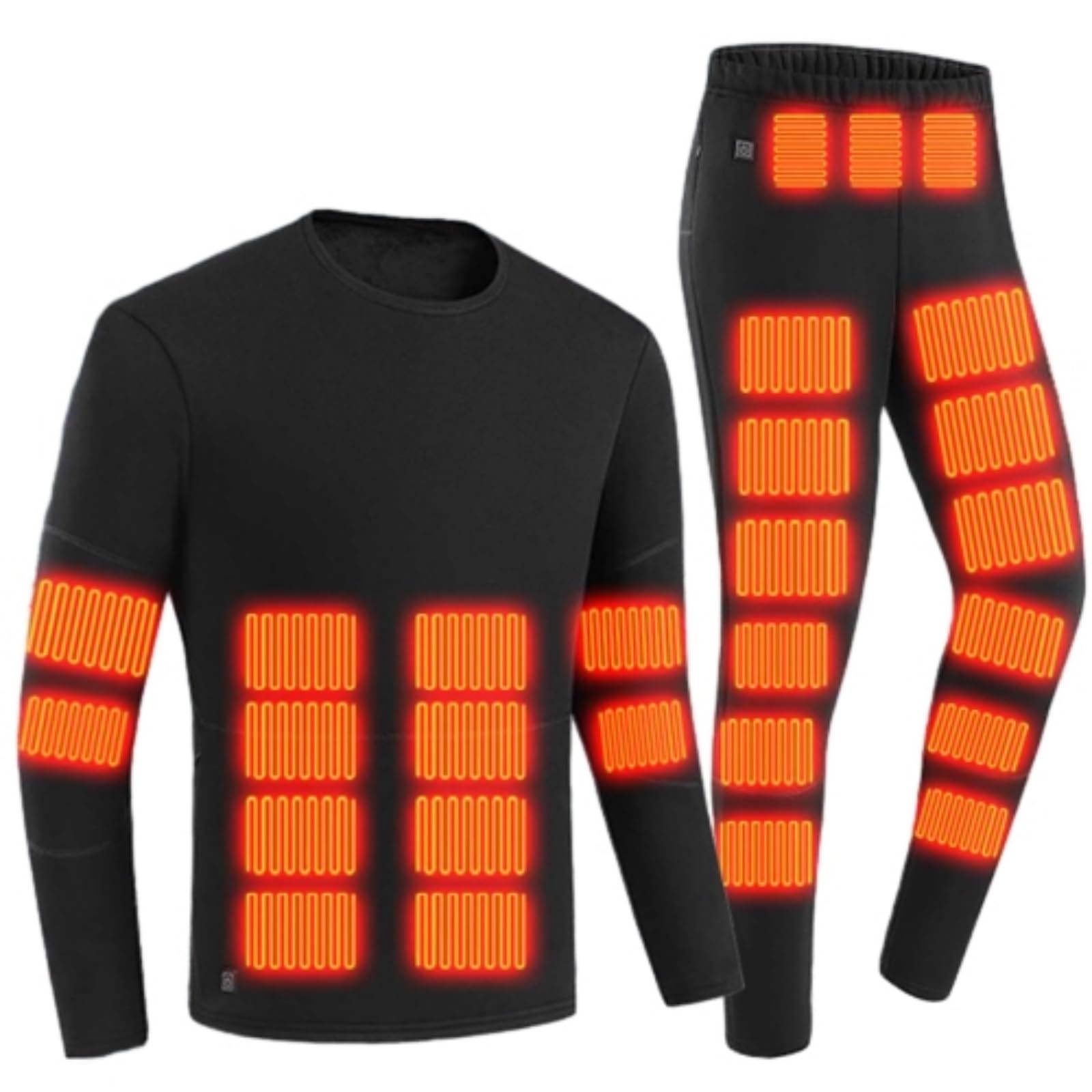 Beheizte beheizbare Unterwäsche Set Herren Damen, USB-Aufladung 52 Zonen intelligent beheizbar Oberteile und Hosen, 3 Gang Temperaturregelung Thermounterwäsche Set für Kalte Ski Angeln Radfahren