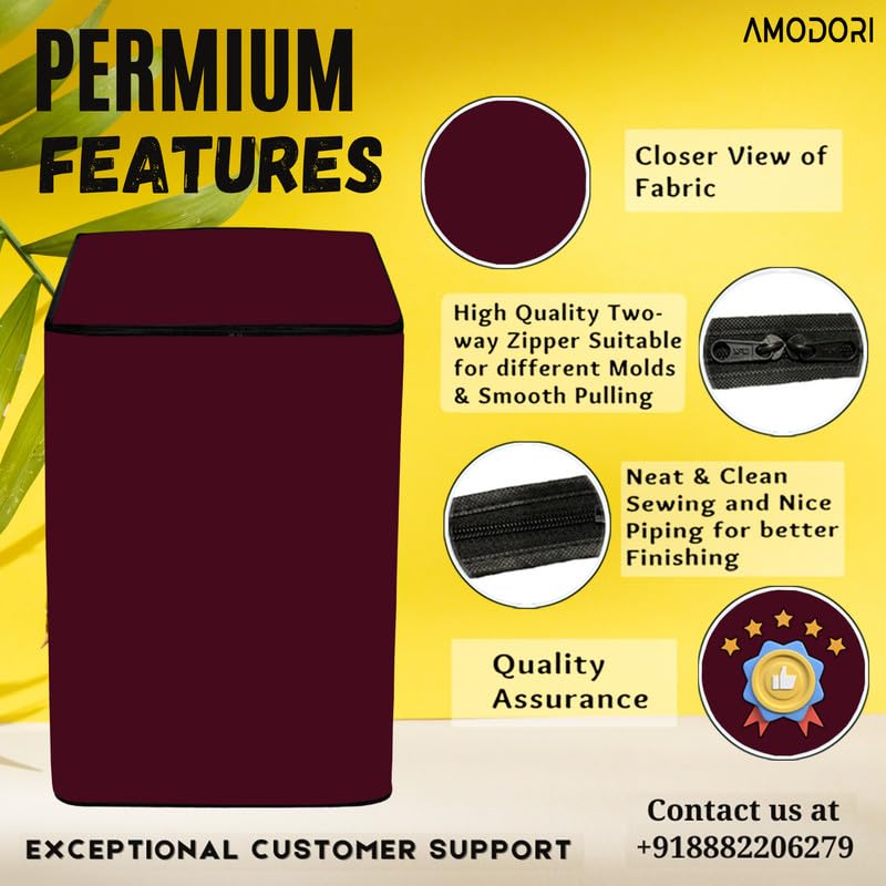 Image of Top-load washing machine cover Suitable for LG 7 Kg (T70AJMB1Z) Solid Maroon Print