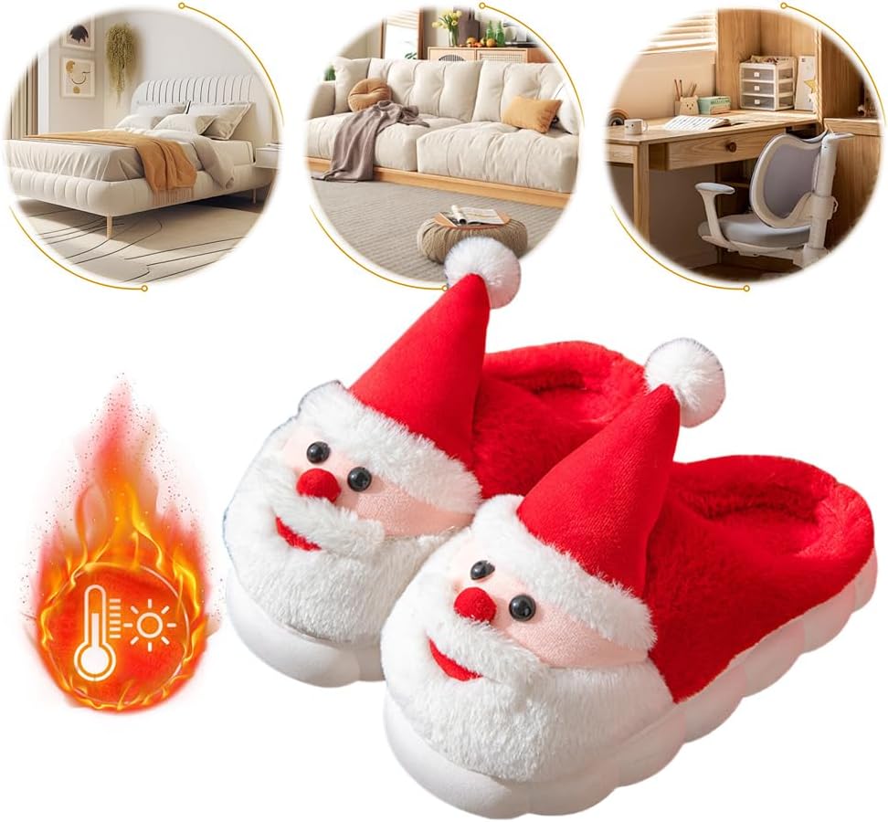 クリスマススリッパ レディース メンズ かわいい カートゥーン サンタクロース ジンジャーブレッドハウス スリッパ 暖かい スリッポ