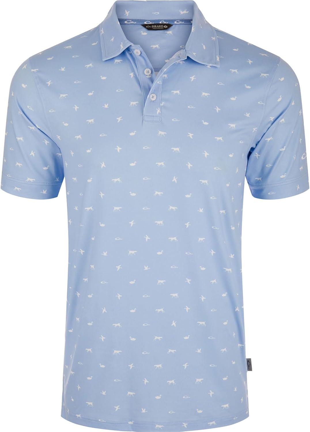 Drake Waterfowl Men's Performance Print Lightweight Stretchy Outdoor Casual Short Sleeve Polo Shirt w/UPF 30 Sun Protection
