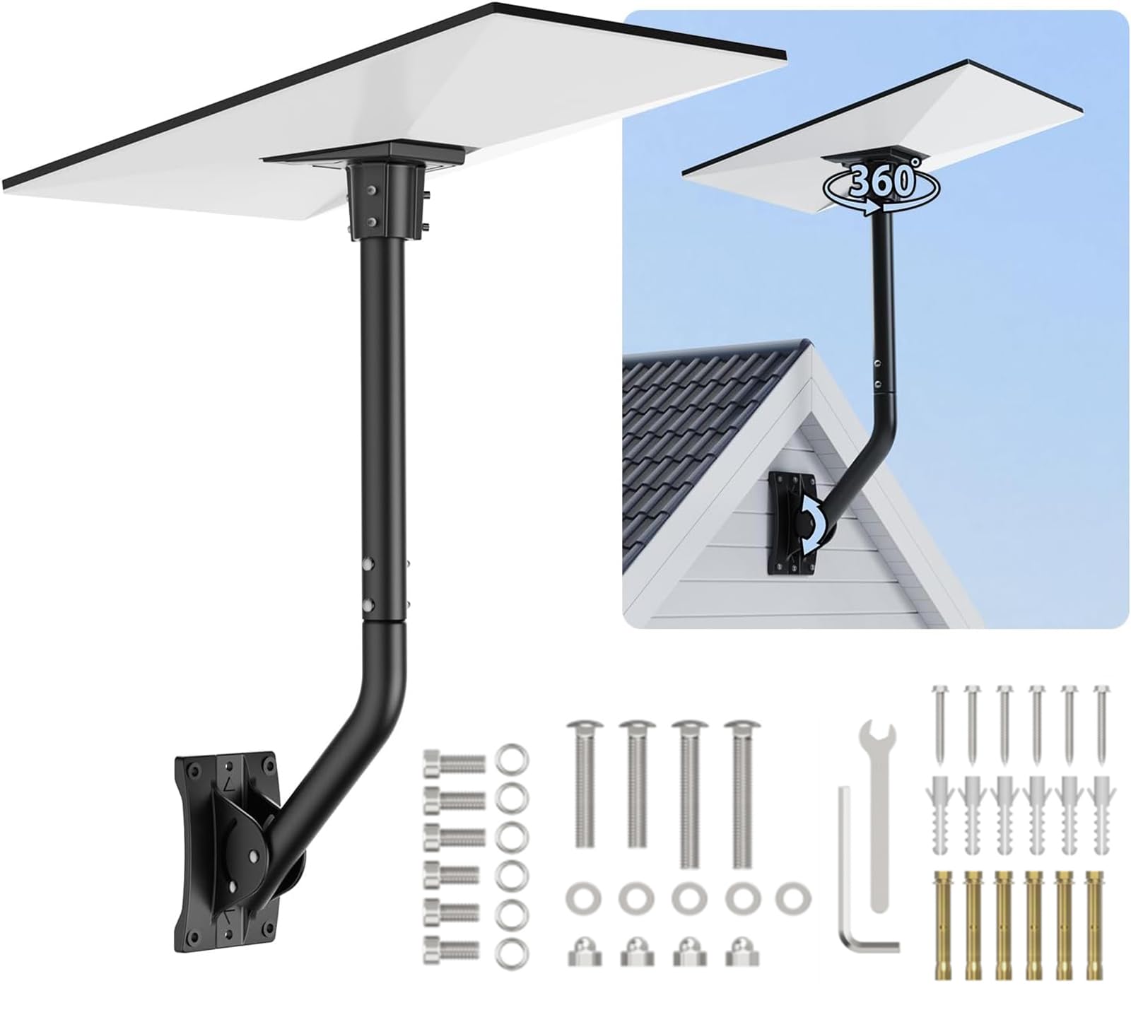 Starlink Roof Mount for Gen 3, 360°Adjustable & Rotatable Wall Mounting Kit Compatible with V3 Starlink Standard Dish, Starlink Gen 3 Pole Mount Include Pipe Adapter, Ideal for Home, RV, Car