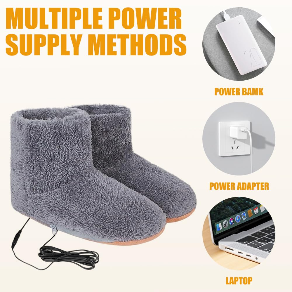 Scaldapiedi Elettrico Piedi, USB Pantofole Riscaldanti Elettriche, Scaldapiedi Peluche, Lavabile Scalda Piedi Casa Elettrico per Uomo e Donna, Interni ed Esterni