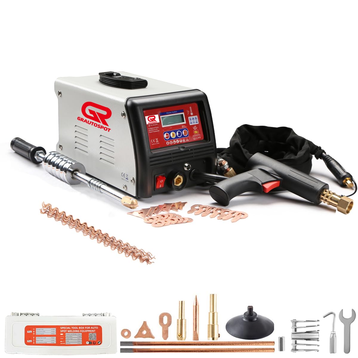 F98ES 110V Spot Welder Dent Puller,3KW Panel Spot Welder Puller,Stud Welder Machine,9 Models Spot Welding Machine for Car Body Dent Repair,Car Repair Shops