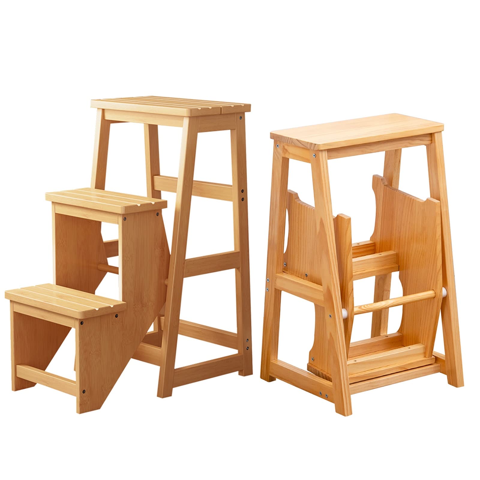 Foldable Ladder Household Step Solid Wood Multi-functional Three Steps Bench Indoor Climbing Stool Folding Ladder I.1032029609 Foldable Ladder Household Step Solid Wood Multi-functional Three Steps Bench Indoor Climbing Stool Folding Ladder I.1032029609