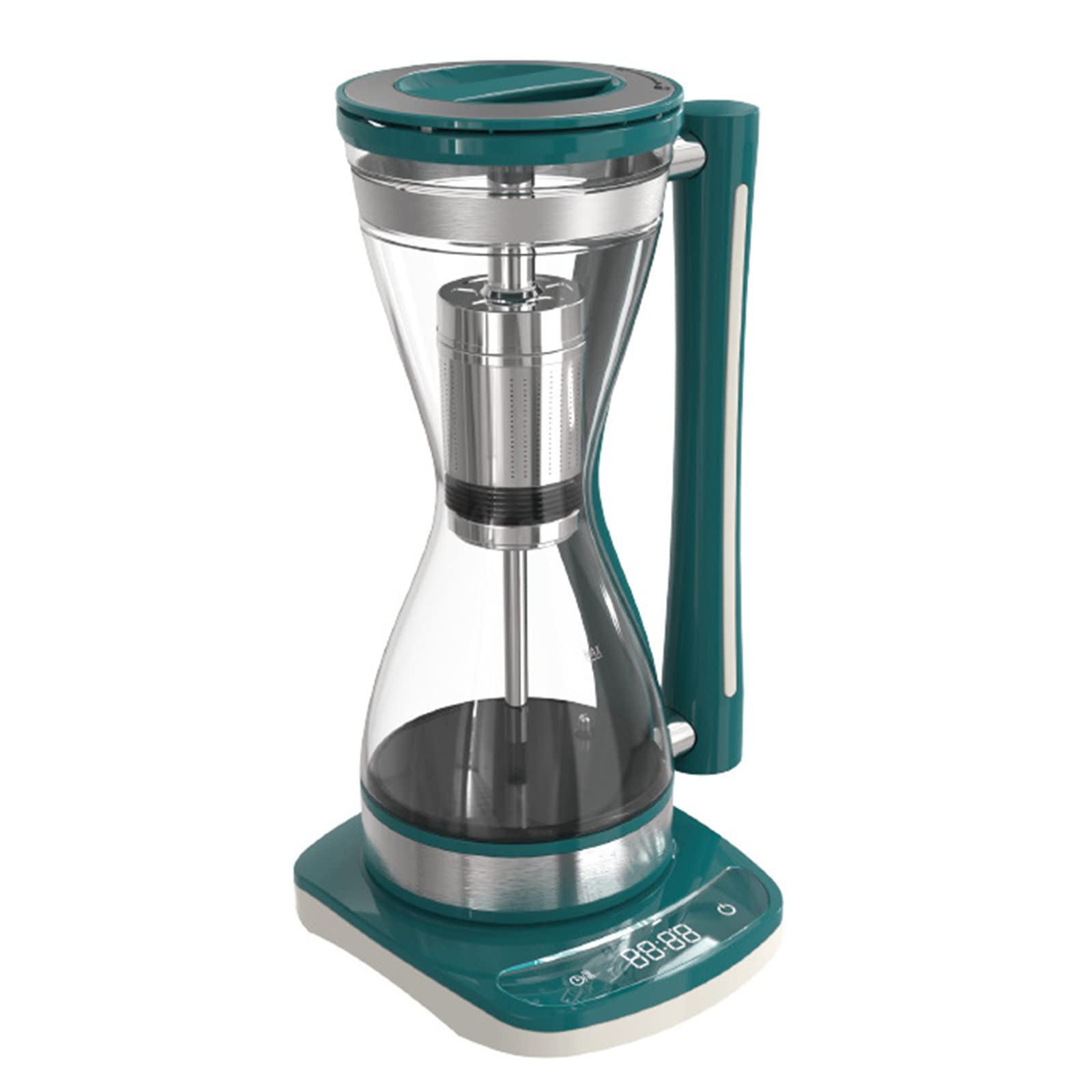 GZPKJElectric Siphon Coffee Maker, Syphon Vacuum Glass Coffee Pot, Automatic Mode, Separate 360° Base, with Touch Panel, Stainless Steel Filter, Capacity 240ml