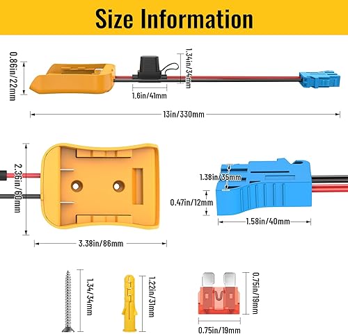 Miniatura 10 de Azocek Adaptador de ruedas eléctricas para batería Dewalt de 20 V con conector de arnés de cables compatible con ruedas eléctricas Fisher-Price de