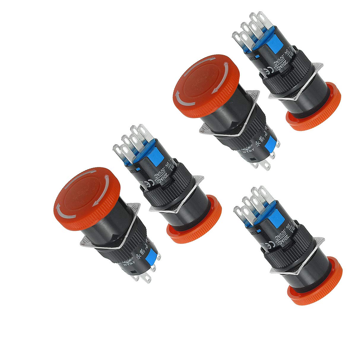 16A 250V Snap-in Button Ecsing 2Pcs 25Mm Push Button AC250V 16A On Off ...