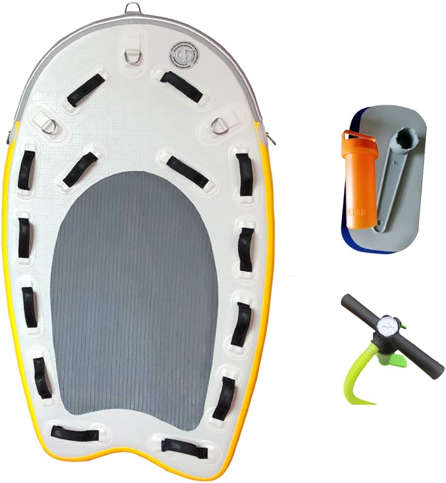 Sayok Large Inflatable Rescue Sled Floating Mat, Inflatable Surfing Board Inflatable Jet Ski Rescue Board(180cmx105cmx10cm)