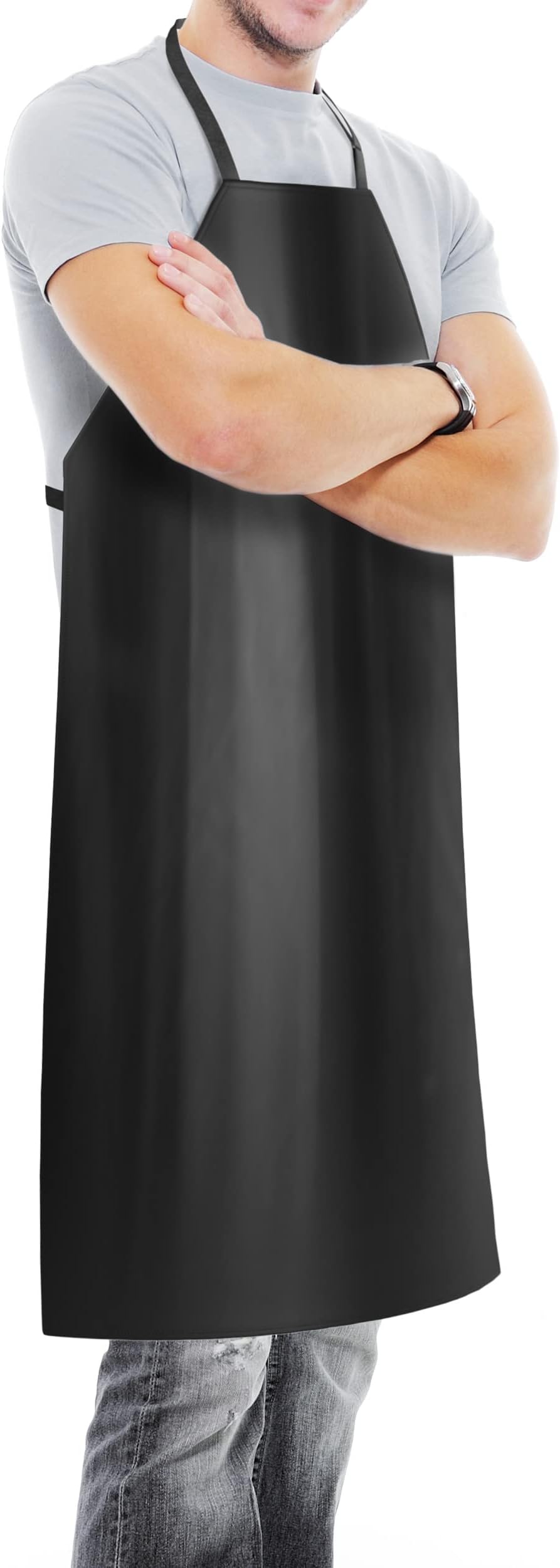 HouseablesHeavy Duty Apron, Waterproof Rubber Aprons, 39x26, Vinyl, Plastic, Black, Long, Water Proof & Resistant, Thick Butcher Industrial Bib, For Dishwashing, Dishwasher, Kitchen, Dog Grooming